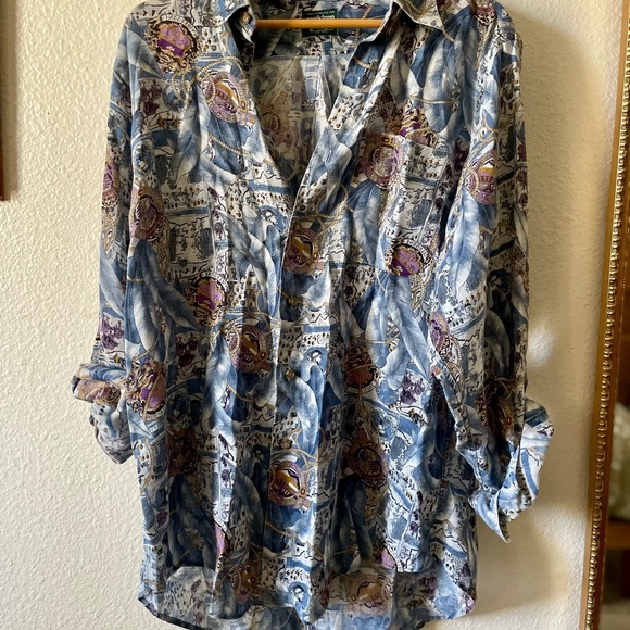 Vintage Nordstrom unique blue button down shirt - Picture 2 of 7